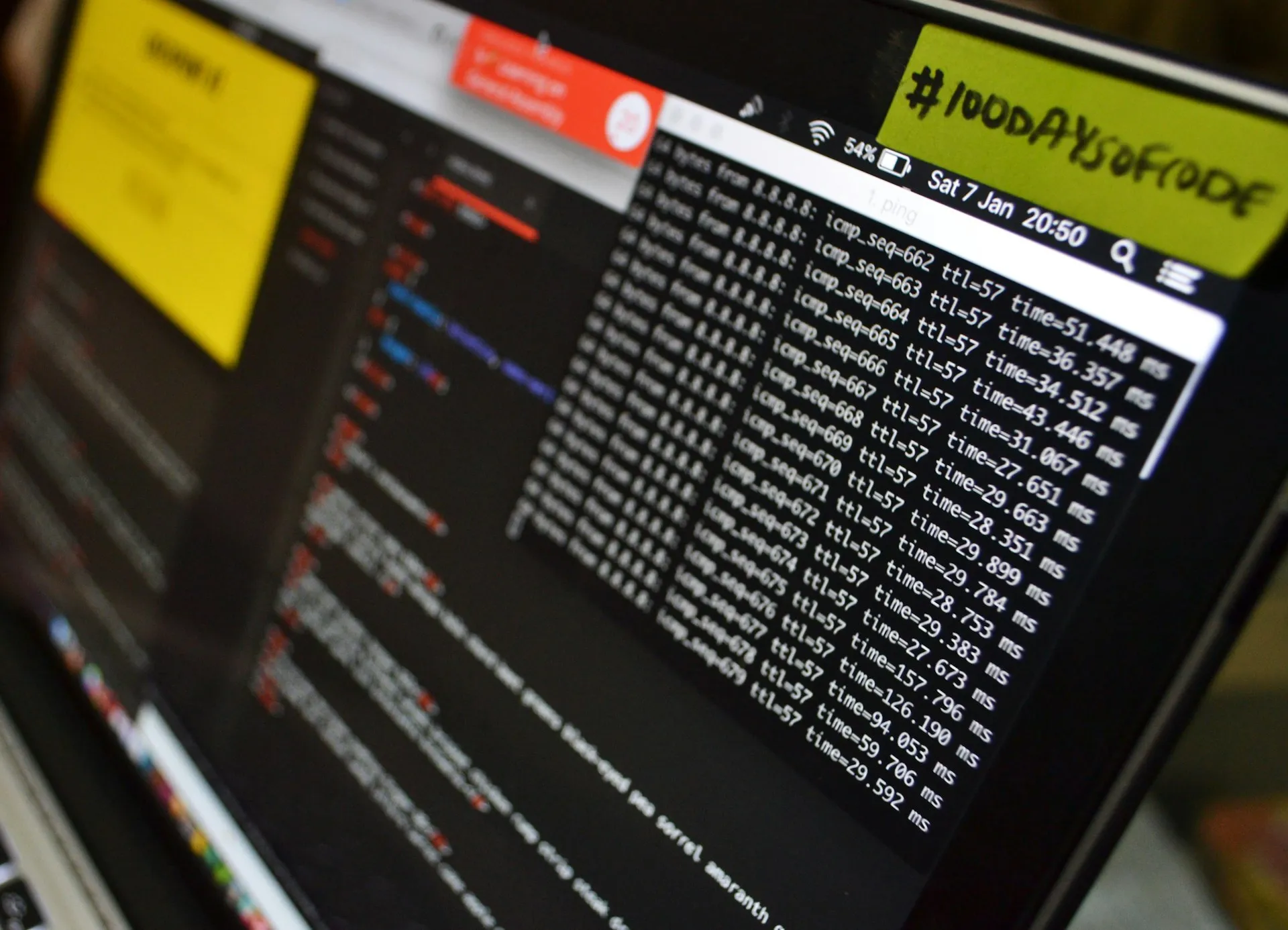 Terminal on a laptop streaming live network log output